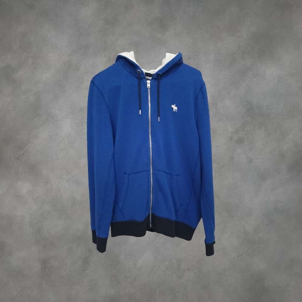 NWOT Men's Abercrombie & Fitch Zip-Up Hoodie Royal Blue Size Small - Picture 2 of 5